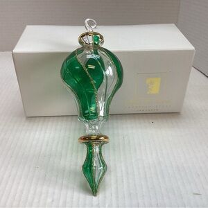 Venetian Glass Ornament made by Ripa de Monti, Las Vegas. Green and clear glass